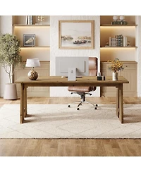 Tribesigns Solid Wood Executive Desk, 70.9-Inch Long Office Computer Desk with Sturdy Wooden Legs, Farmhouse Workstation
