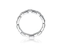 Rachel Glauber White Gold Plated Geometric Pyramid-Patterned Band Ring