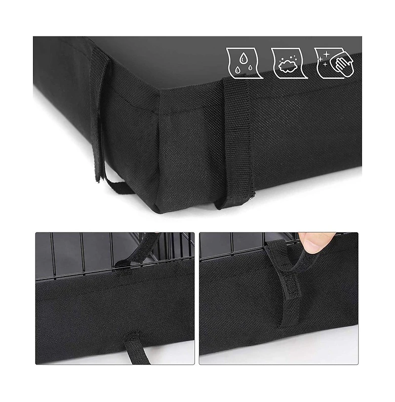 Cozito Small Animal Playpen with Oxford Floor Mat, 48.4" x 24.8", 1" Wire Spacing, Modular Panels, 2 Doors