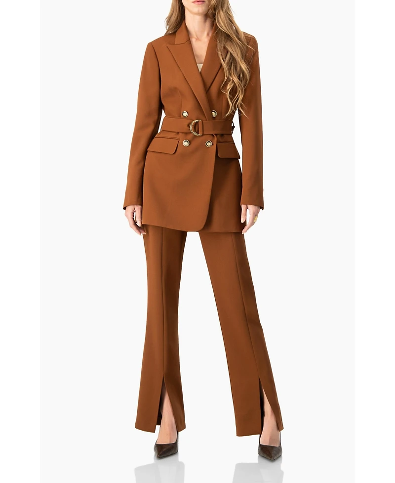 Ivonne Women's Straight-Leg Trousers with Leg Slits