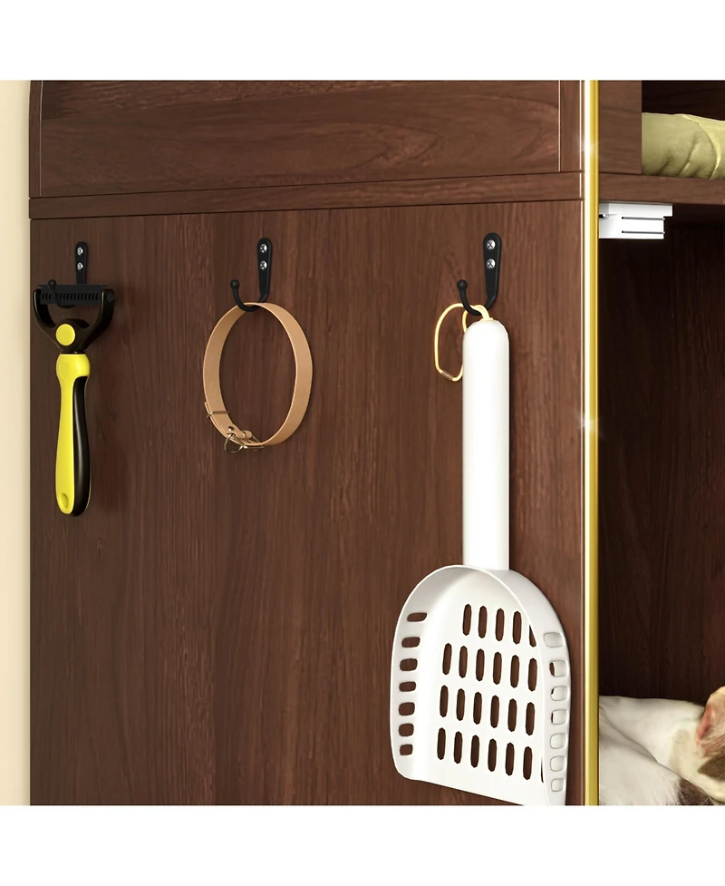 Aostirmotor 37.4" Cat Litter Box Enclosure Furniture, 2-in-1 Hidden Bed with Storage,Brown