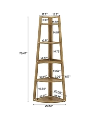 Tribesigns 70 inch Tall Corner Shelf, 5 Tier Modern Corner Bookshelf Bookcase Industrial Corner Ladder Shelf Plant Stand