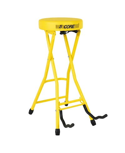 5 Core Guitar Stool 3.15" Padded Chair Foldable Heavy Duty Music Seat Built in Foot Rest Guitar Stand