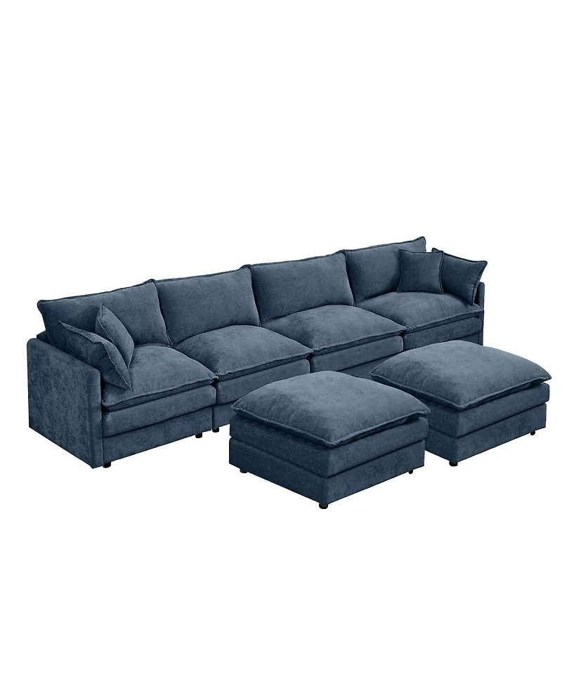 Streamdale Furniture Modular Sectional Sofa, 130.7" U Shaped Couch Set, 4-Seater Comfy Cloud Couches, Blue
