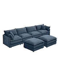 Streamdale Furniture Modular Sectional Sofa, 130.7" U Shaped Couch Set, 4-Seater Comfy Cloud Couches, Blue
