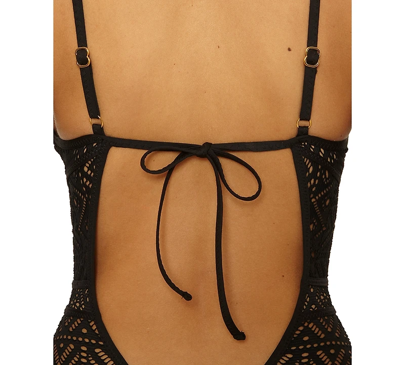 Becca Women's Color Play Crochet Plunge One-Piece Swimsuit