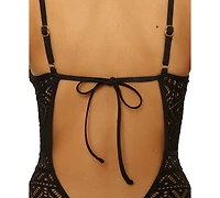 Becca Women's Color Play Crochet Plunge One-Piece Swimsuit