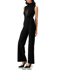 Ivonne Women's High-Neck Jumpsuit with See-Though Neckline