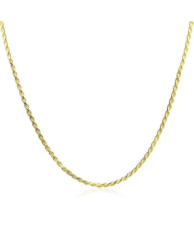 Bling Jewelry Strong 2MM Gold Plated .925 Sterling Silver Rope Cable Chain Necklace 20 Inch