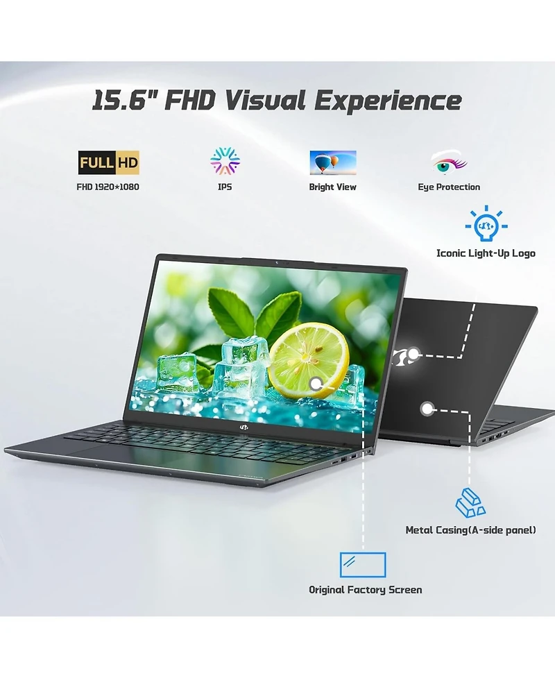 Nimo 15.6" Fhd Ips Student Laptop 8GB Ram 512GB Ssd, 4 Cores 13th Gen Intel N150 3.6GHz Fingerprint Wi-Fi 6