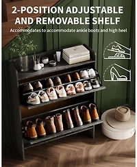 gaomon Shoe Storage Organizer with 2 Flip Drawers, Rustic Brown Farmhouse Cabinet for Entryway, Foyer, or Hallway