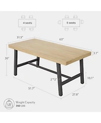 Gaomon Kitchen Table Industrial Dining Table for 4-6 People 63 in Long Wooden Kitchen Table