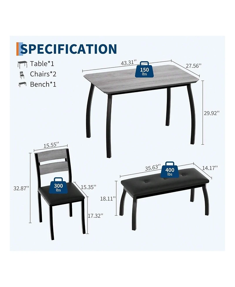 Gaomon Kitchen Table Home Dining Table Set For 4 Wooden Kitchen Table for Dining Room, Home Office, Living Room