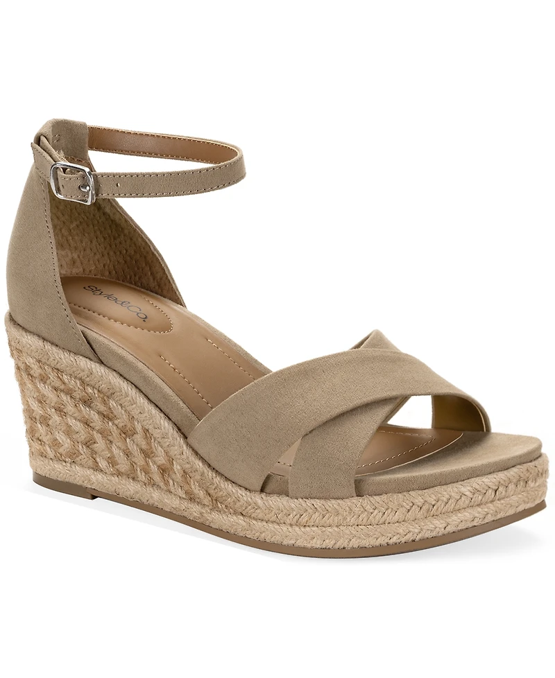 Style & Co. Women's Theaa X-Band Wedge Espadrilles Sandals, Macy's Exclusive