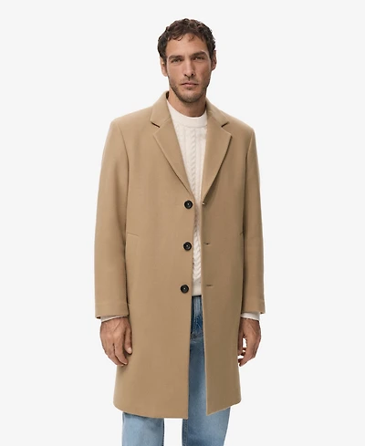 Mango Men's Lapel Manteco Wool Coat