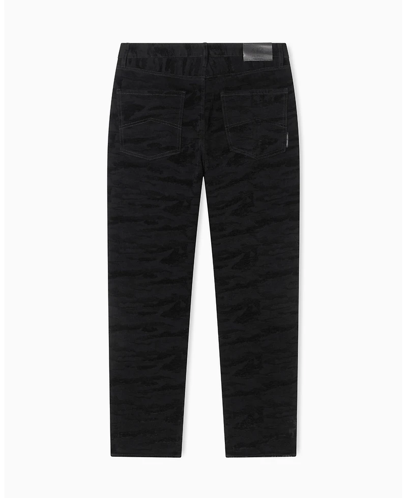 A|X Armani Exchange Men's J82 Loose Tapered Camouflage Jacquard Denim Jeans