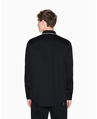 A|X Armani Exchange Men's Long Sleeve Rib Collar with Tipping Shirt