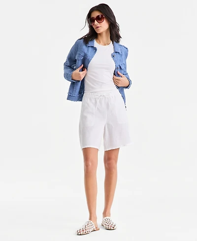 Charter Club Women's 100% Linen Drawstring Shorts, Macy's Exclusive