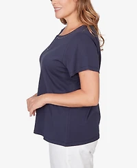 Hearts Of Palm Plus Solid Short Sleeve Top