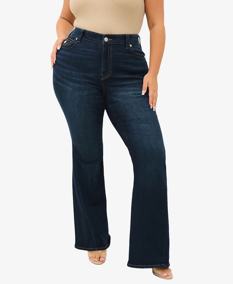 True Religion Plus Joey Flare Mid Rise Flap Jeans