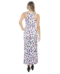 24seven Comfort Apparel Women's Abstract Scoop Neck Sleeveless Tank Racerback Maxi Dress