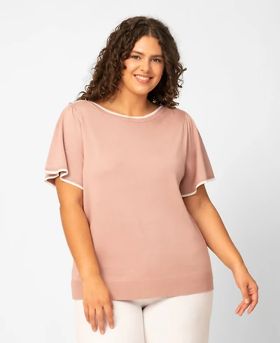 Melissa Paige Plus Elbow Flare-Sleeve Boat Neck Top, Macy's Exclusive