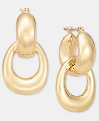 Lauren Ralph Lauren Gold-Tone Puffy Hoop Drop Earrings