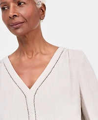 Style & Co Women's Cotton Gauze V-Neck Blouse, Macy's Exclusive