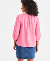 Style & Co Women's Cotton Gauze V-Neck Blouse, Macy's Exclusive