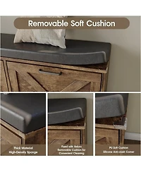 gaomon Shoe Storage Cabinet with Shoe Bench, Framhouse Shoe Cabinet with 4 Flip Drawers & Padded Seat Cushion