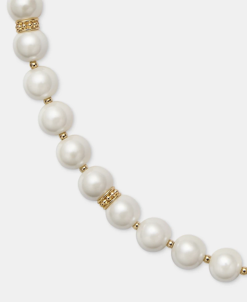 Lauren Ralph Lauren Gold-Tone Glass Pearl Toggle Collar Necklace