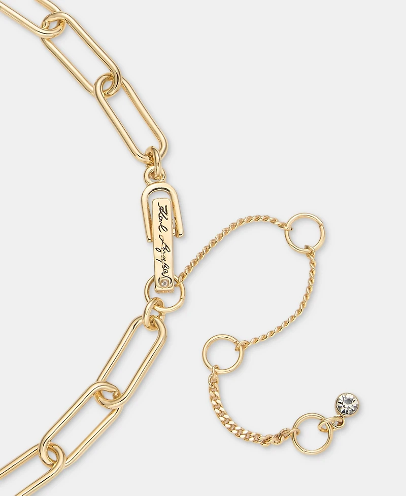 Karl Lagerfeld Paris Logo Pave Link Collar Necklace