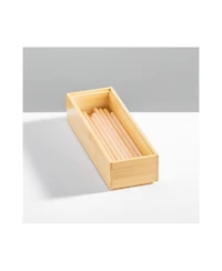 mDesign Wooden Bamboo Office Drawer Organizer Box Tray - 4 Pack