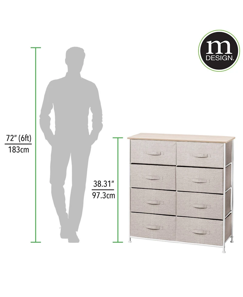 mDesign Large Storage Dresser Furniture, 8 Removable Fabric Drawers