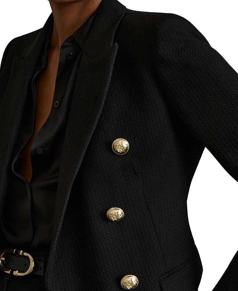 Reiss Women's Tailored Fit Textured Double Breasted Blazer