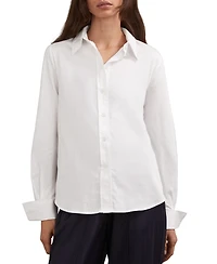 Reiss Women's Cotton-Sateen Folded-Cuff Shirt