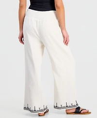 And Now This Petite Embroidered-Trim Wide-Leg Pants, Macy's Exclusive
