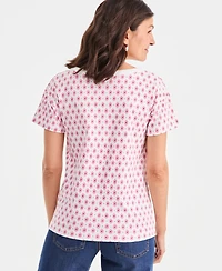 Style & Co Petite Cotton Button-Shoulder Tee, Exclusively at Macy's
