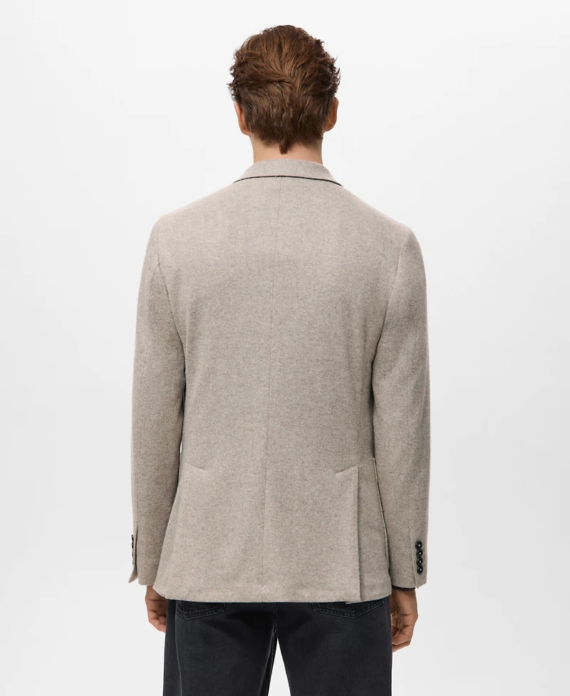 Mango Men's Slim Fit Flecked Wool Blazer