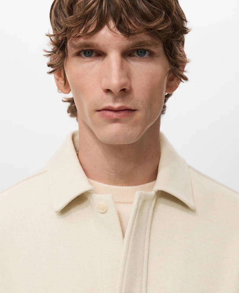 Mango Men's Buttons Wool Overshirt