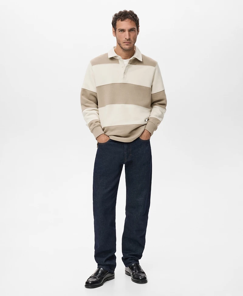Mango Men's Striped Polo Sweatshirt