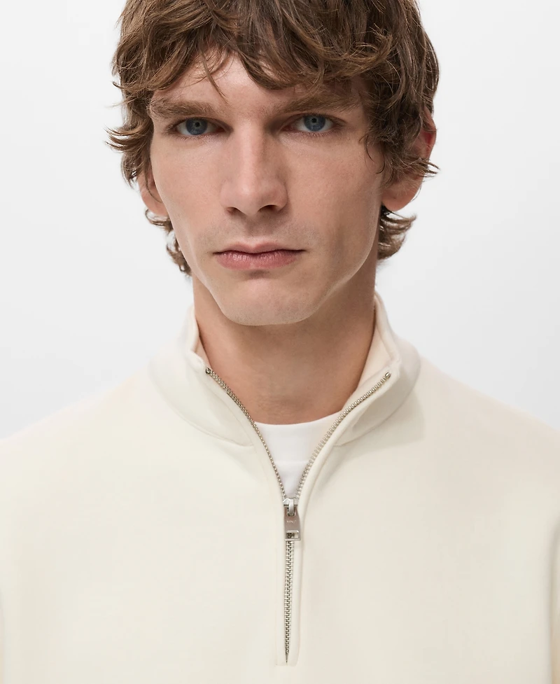 Mango Men's Regular-Fit Cotton Zipper Sweatshirt