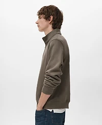 Mango Men's Regular-Fit Cotton Zipper Sweatshirt