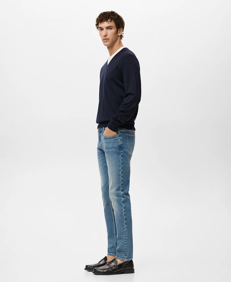 Mango Men's Merino Wool V-Neck Sweater