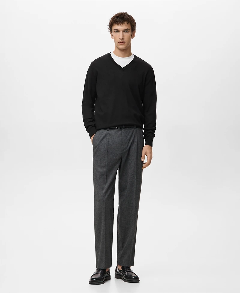 Mango Men's Merino Wool V-Neck Sweater