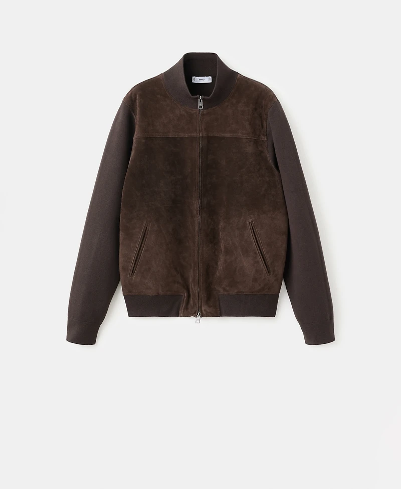 Mango Men's Combined Leather And Suede Jacket