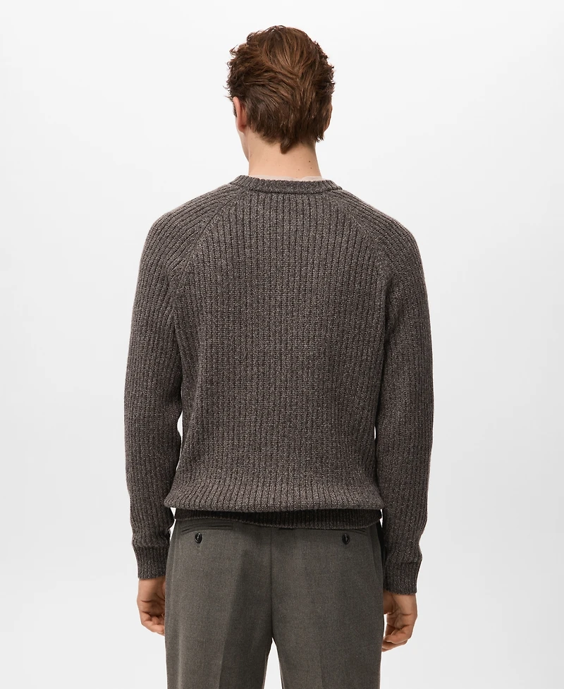 Mango Men's Wool-Blend Rib-Knit Sweater