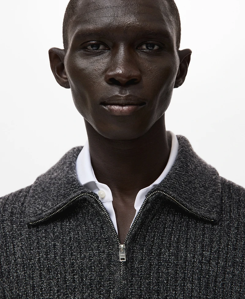 Mango Men's Wool-Blend Zipper Sweater