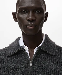 Mango Men's Wool-Blend Zipper Sweater