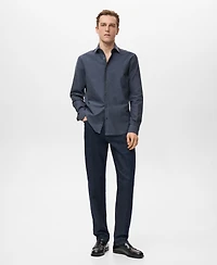 Mango Men's Cotton Regular-Fit Striped Shirt